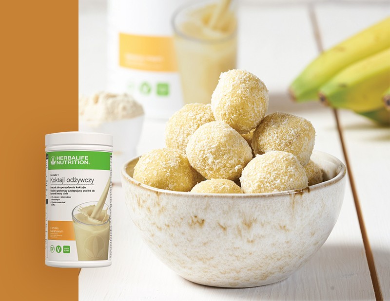 kulki bananowo-kokosowe, przepisy, przepisy na koktajle, Herbalife, Herbalzone.pl