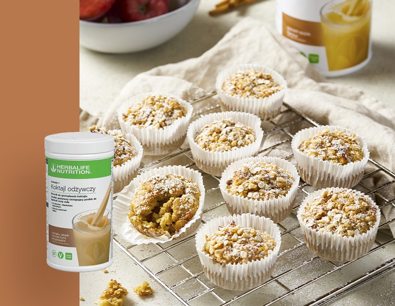Proteinowe muffinki o smaku jabłek z korzennymi przyprawami