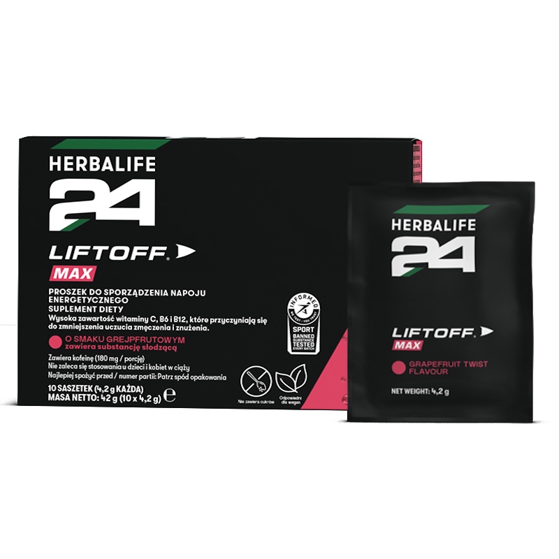 H24 LiftOff Max o smaku grejpfrutowym 10 saszetek x 4,2 g